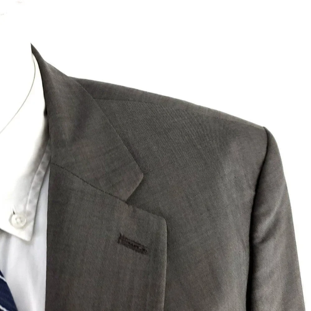 Savile Row Alexandre London Wool 2‎ Button Blazer 44R Beige Birdseye